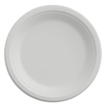 Bagasse White Round Plate (225mm/9&quot;) TP3 (Pack 50)