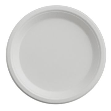 Bagasse White Round Plate (254mm/10&quot;) TP4 (Pack 50)