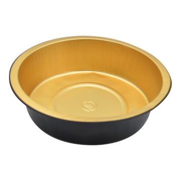 Premium Black and Gold 1200ml Round Foil Container (Pack 50)