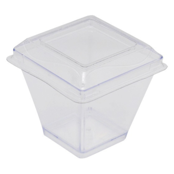 Reusable Clear Plastic Dessert Cup &amp; Lid 2oz (Pack 24)