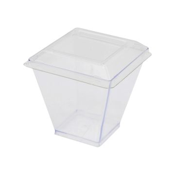 Reusable Clear Plastic Dessert Cup &amp; Lid 4oz (Pack 24)