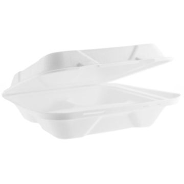 Vegware Compostable 9&quot; Square 3-Compartment Nourish Moulded Fibre Lunchbox (Pack 50)