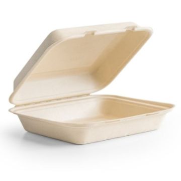 Vegware Compostable 9 x 8&quot; Nourish Moulded Fibre Lunch Box, Natural (Pack200)