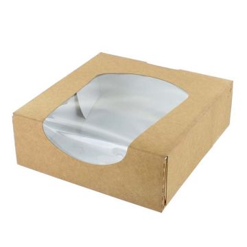 Small Kraft Brown Window Pop-Up Box 4.6&quot; x 4.6&quot; x 1.5&quot; (Pack 10)