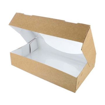 Large Kraft Brown Window Pop-Up Box 7.7&quot; x 4.6&quot; x 1.5&quot; (Pack 10)