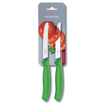 Victorinox Polypropylene Tomato Utility Knife Serrated Edge in Green 11cm (Pack2)