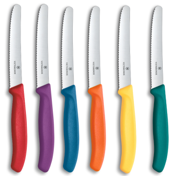 Victorinox Polypropylene Tomato Utility Knife Serrated Edge in Assorted Colours 11cm (Pack6)
