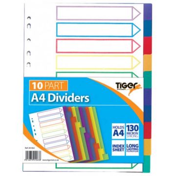 Tiger A4 10 Part Subject Dividers