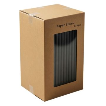 Paper Black Straw 8&quot; (20cm) (Pack 250)