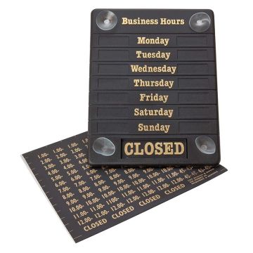 Business Opening Hours Window Display