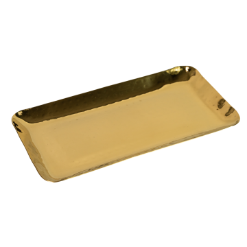 Brass Plated Hammered Rectangular Plate / Platter 26 x 13.5cm