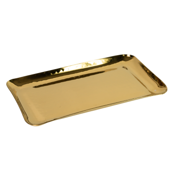 Brass Plated Hammered Rectangular Plate / Platter 28 x 15cm