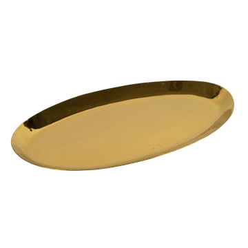 Brass Plated Hammered Oval Platter 31 x 16.5cm