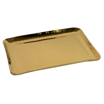 Brass Plated Hammered Rectangular Plate / Platter 31 x 20cm