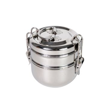 Stainless Steel Clip Tiffin Box 15cm with 2 Containers of 300ml