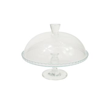 Patisserie Footed Glass Round Service Plate &amp; Dome 33cm