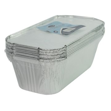 Essential Aluminium Foil Deep Dish &amp; Lids 25x12x6.5cm (Pack 10)