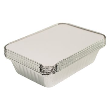 Essential Aluminium Foil Dish &amp; Lid 21.5 x 15 x 4.5cm (Pack 10)