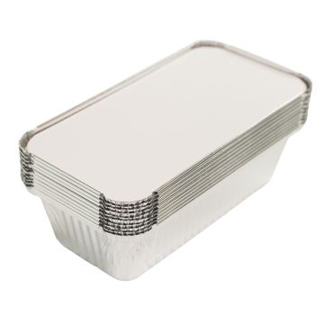 Essential Aluminium Foil Loaf Pan &amp; Lid 21 x 11 x 6cm (Pack 10)