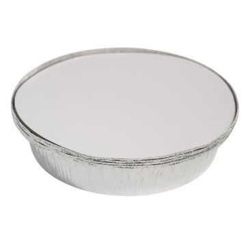 Essential Aluminium Foil Round Dish &amp; Lid 23cm x 5cm / 9&quot; (Pack 4)