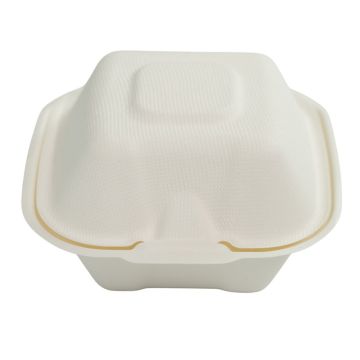 Essential Bagasse Hinged Burger Box 5&quot; / 13cm (Pack 50)