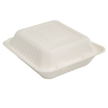Essential Bagasse Hinged Burger Box 8&quot; / 20cm (Pack 50)