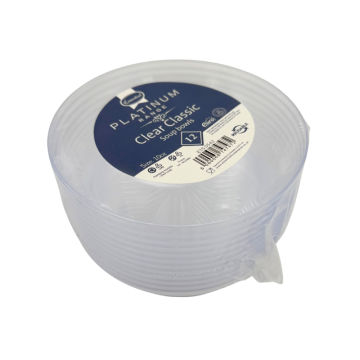 Reusable Clear Plastic Classic Platinum Bowl 10oz (Pack 12)