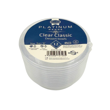 Reusable Clear Plastic Classic Platinum Bowl 5oz (Pack 12)