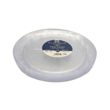 Reusable Clear Plastic Classic Platinum Plate 10&quot; (Pack 12)