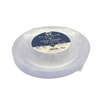 Reusable Clear Plastic Classic Platinum Plate 7&quot; (Pack 12)
