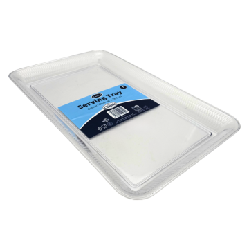 Reusable Clear Plastic Rectangular Serving Tray 46 x 28.5cm