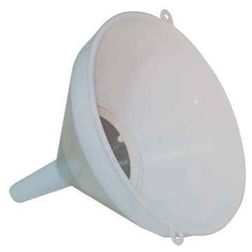 White Plastic Funnel with Fine Mesh Filter Strainer 22cm