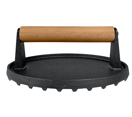 Cast Iron Round Burger Smasher Press 18cm