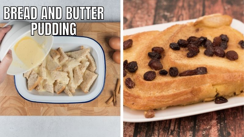 Cooking of bread and butter pudding
