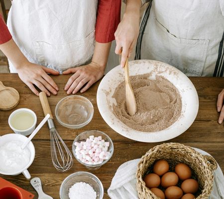 Two people doing some baking