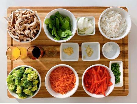 Image of leftovers seperated into different bowls