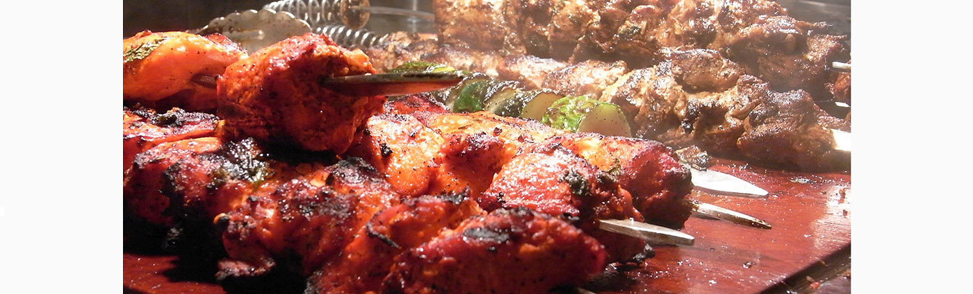 Tandoori meat on skewers