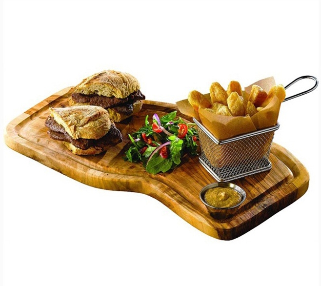 Wooden Serving Board with Food