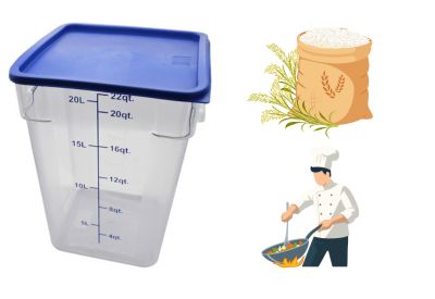 Polycarbonate Clear Square Food Ingredient Storage Container 20.8 Litre