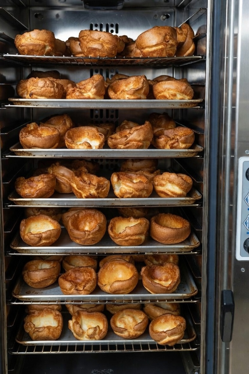 Yorkshire puddings in a commercial oven