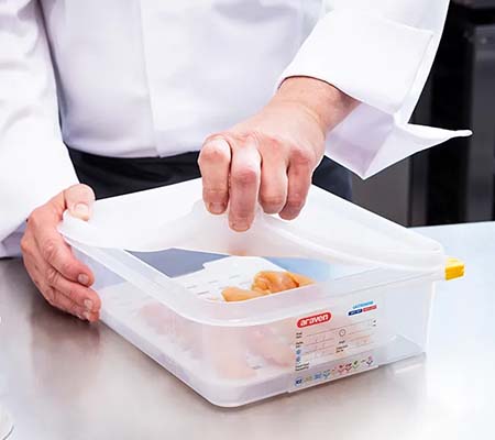 chef opening a food storage container