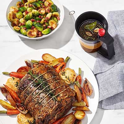 Roast beef dinner on a table