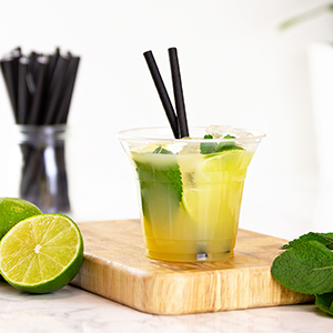 Drink with biodegradable straws
