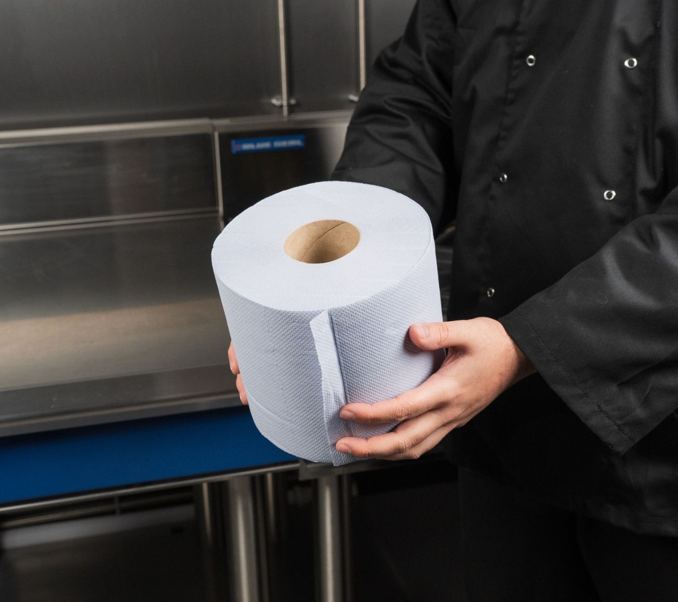 Chef with blue roll