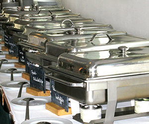 View of lots of chafing dishes