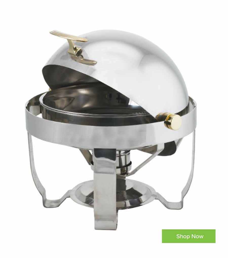 Chafing Dish Round Deluxe with Gold Handle Chafing Dish Round Deluxe with Gold Handle