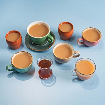Chai in different types of cups
