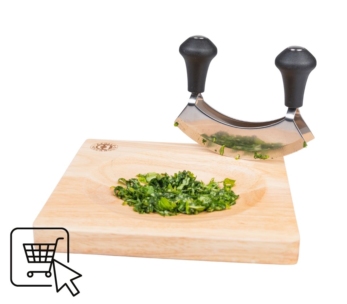 Professional chefs knife with a chopping board