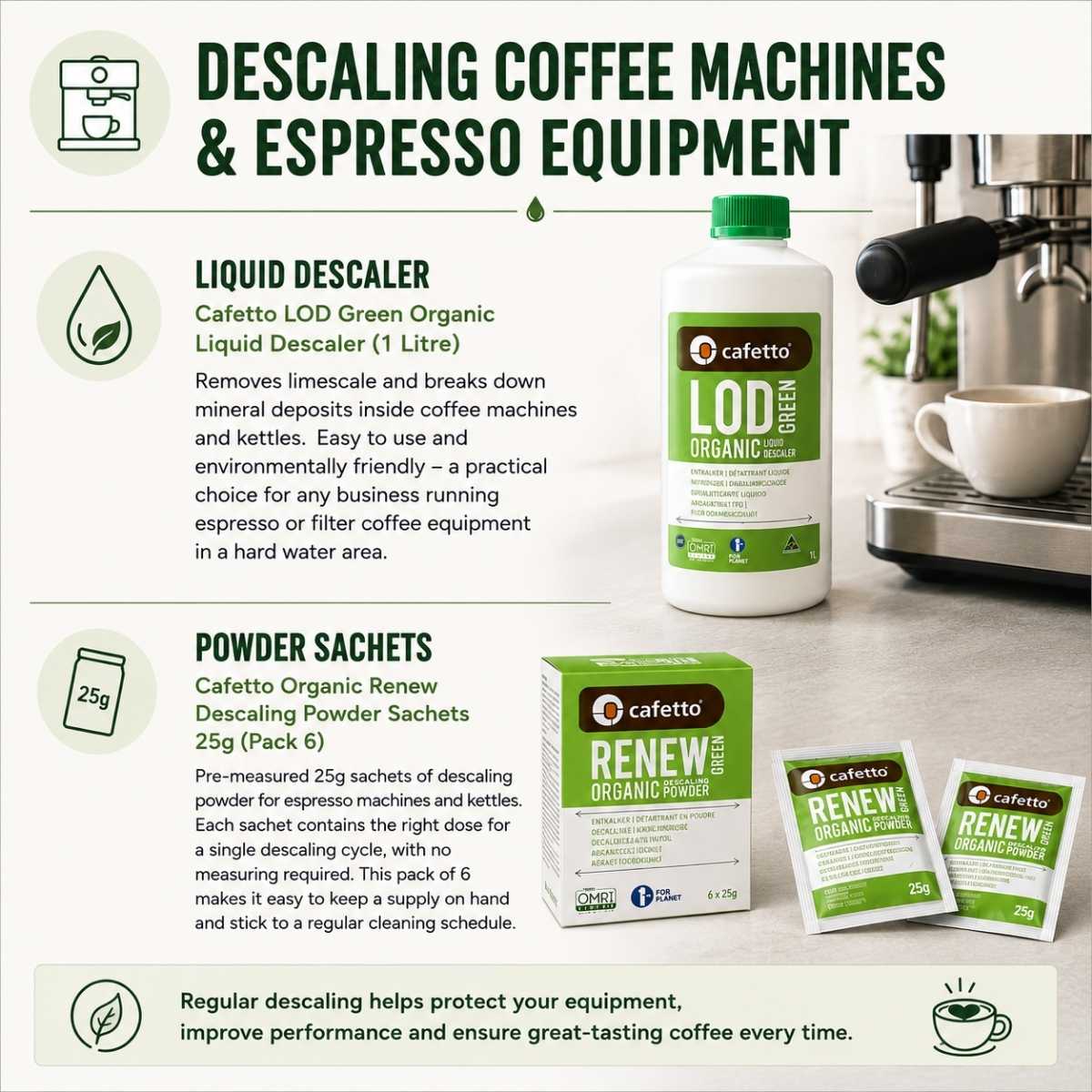 Graphic descaling coffee machines