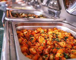 Food in a chaffing dish